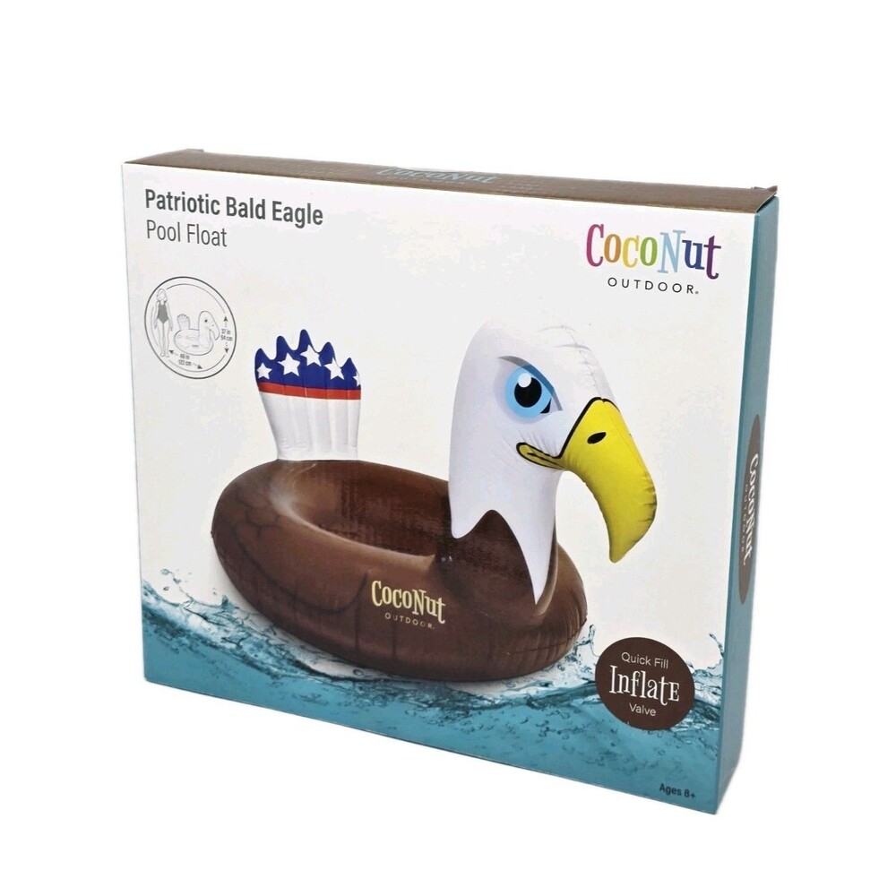 CocoNut Outdoor Giant Patriotic 48"x37" Bald Eagle Inflatable Pool Float Toy Big